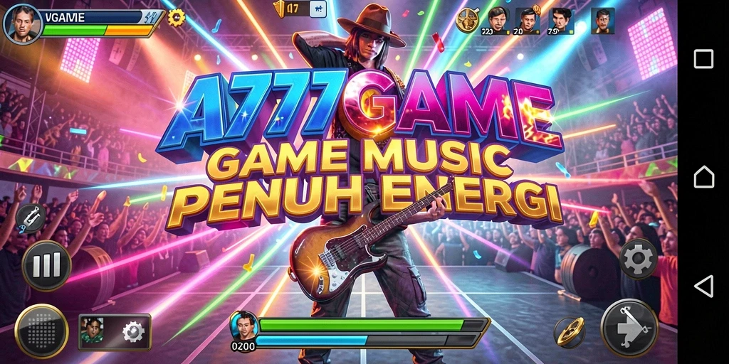 Screenshot A777GAME menampilkan gameplay musik yang seru dan interaktif.