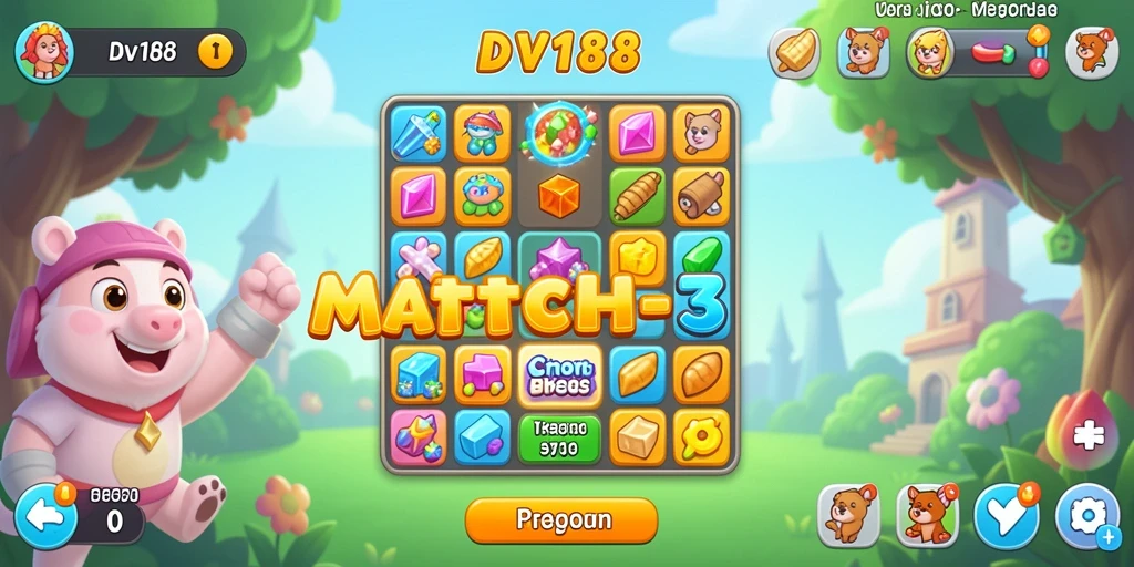 Tangkapan layar DV188 menampilkan gameplay menantang dalam genre Match-3.