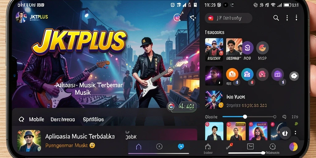 Tampilan gameplay seru dari JKTPLUS yang menampilkan pengguna bermain musik.