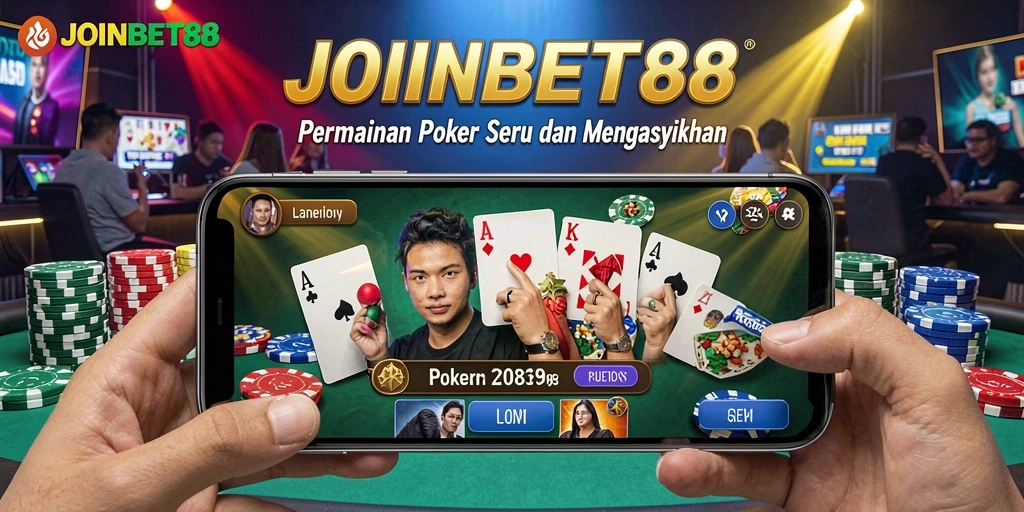 Screenshot permainan poker seru di JOINBET88 dengan pemain yang aktif.