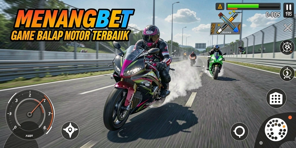 Gameplay mendebarkan di MENANGBET dengan balapan motor yang cepat.