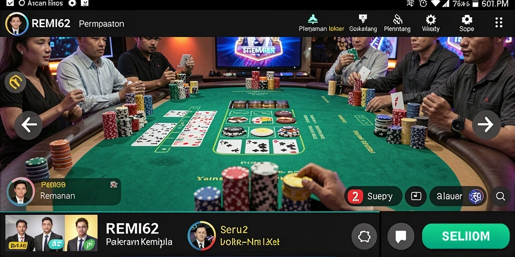 Screenshot gameplay REMI62 yang menampilkan momen seru permainan Poker.