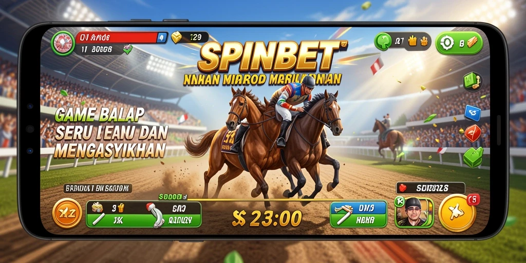 Gameplay SPINBET menampilkan aksi balap seru di trek yang bervariasi.