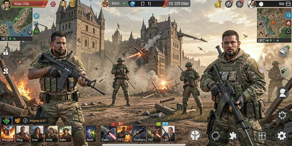Tampilan gameplay V87 yang menegangkan dan strategis.